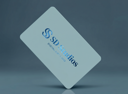 Card with 'SD Studios' logo on a dark gray background